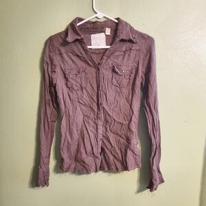 Girl Krazy raw edge button up shirt Medium